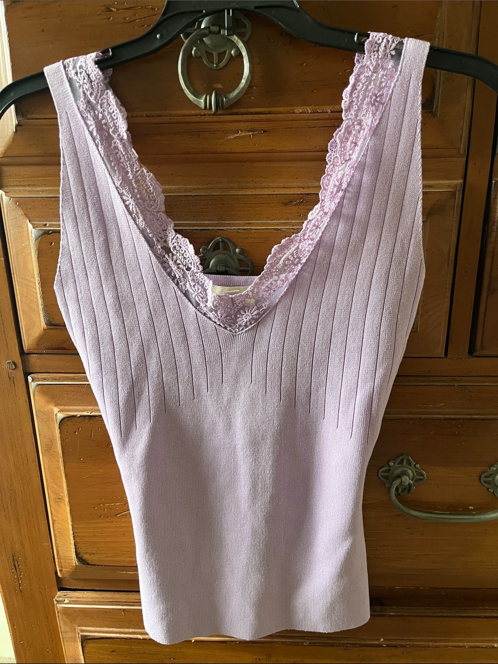 BiBi Lilac Lace-Trim Ribbed Knit Camisole Size Small NWOT